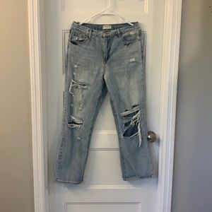High Waisted + Distressed Jeans by Roolee